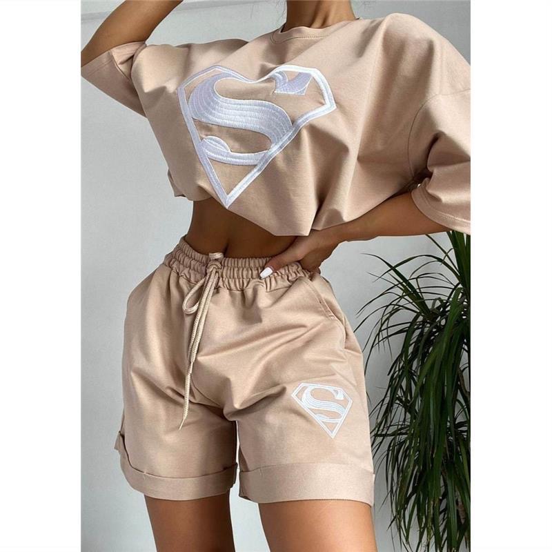 Letter Print Two-piece Suit