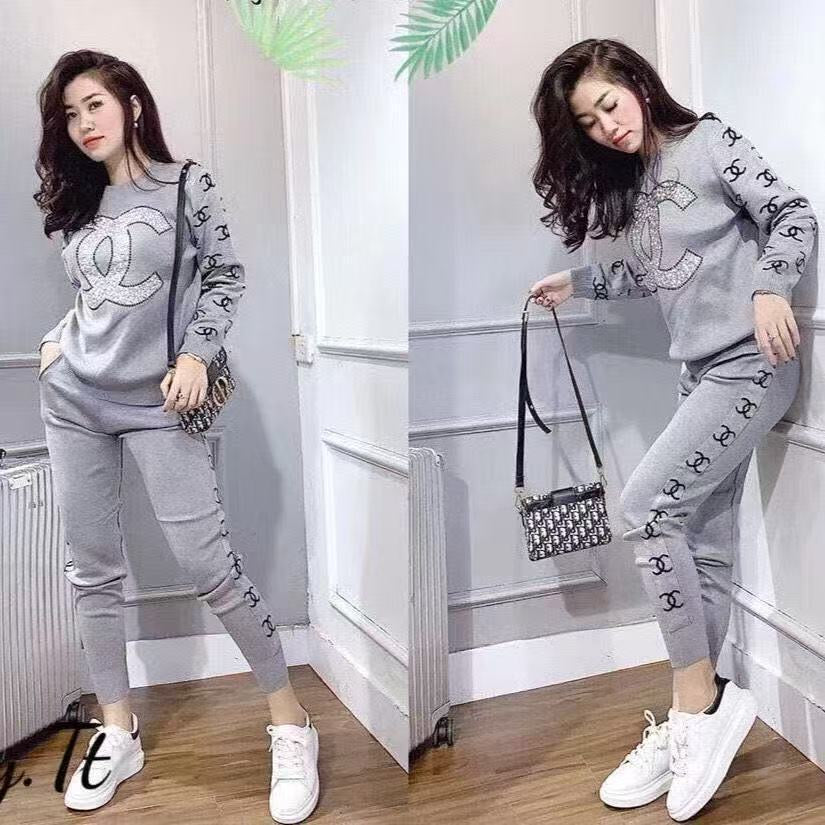 Letter Printed Ladies 2 Piece Suit