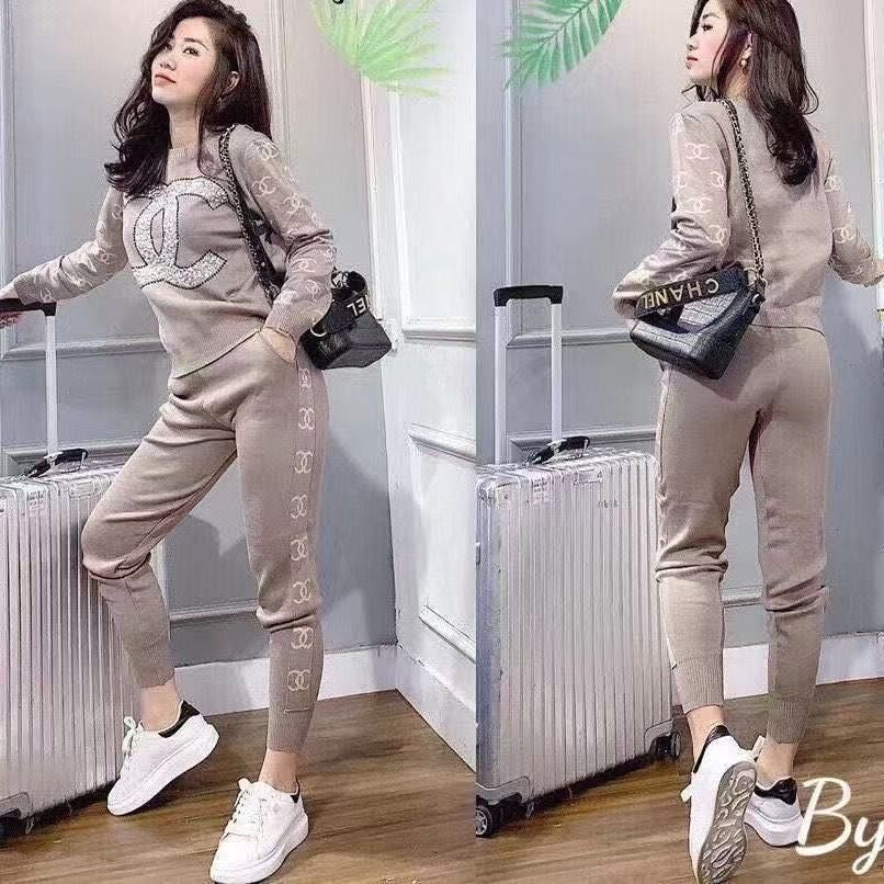 Letter Printed Ladies 2 Piece Suit