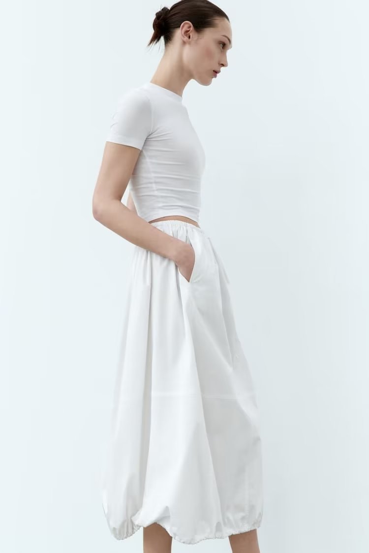 Women Fashion Stoppers Midi Skirt Woman High Street Elastic Mid Waist Adjustable Hem Female Chic Skirt-chiquechics