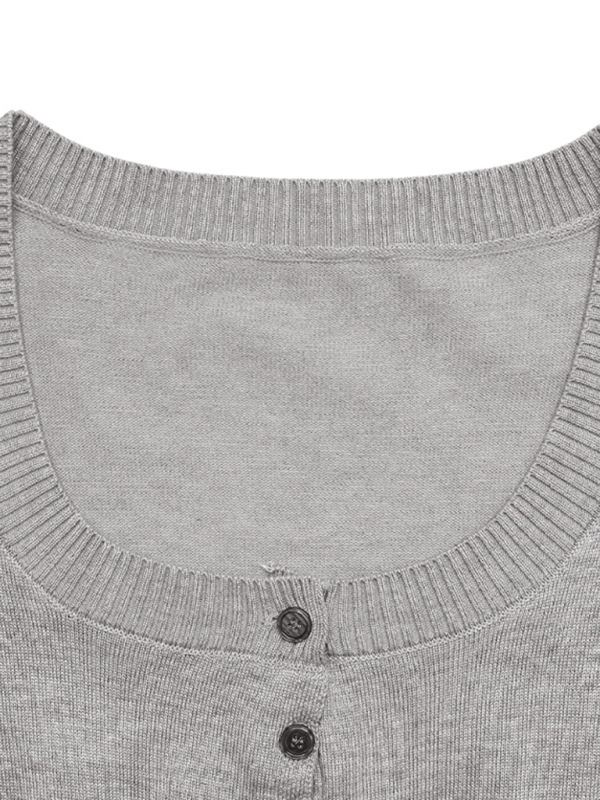 Casual round neck short belly-exposed knitted long-sleeved top + short skirt two-piece set-chiquechics