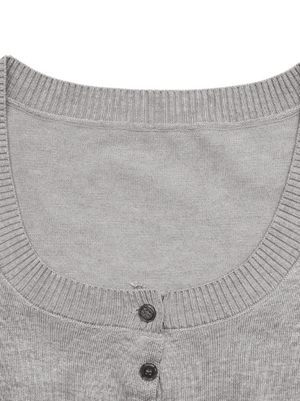 Casual round neck short belly-exposed knitted long-sleeved top + short skirt two-piece set-chiquechics
