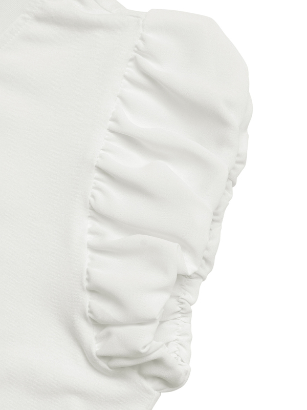 Casual Bowknot Round Neck Pullover Beaded Puff Sleeve T-shirt-chiquechics