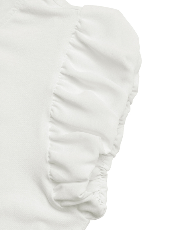 Casual Bowknot Round Neck Pullover Beaded Puff Sleeve T-shirt-chiquechics