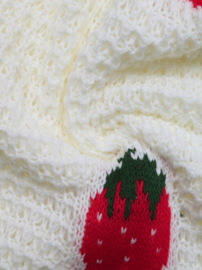 New Casual Cardigan Strawberry Jacquard Knitted Sweater-chiquechics