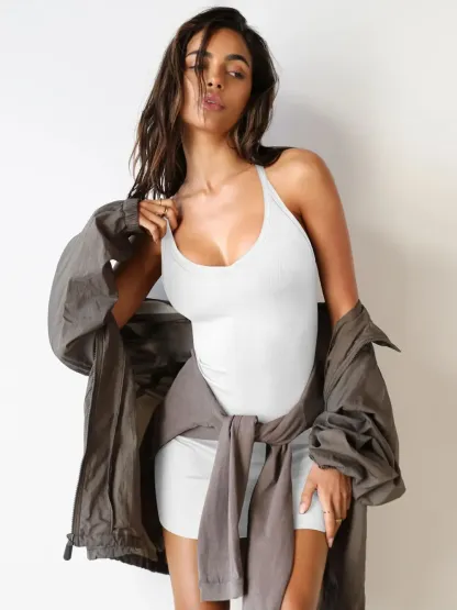 Scoop Neck Wide Strap Mini Dress-chiquechics