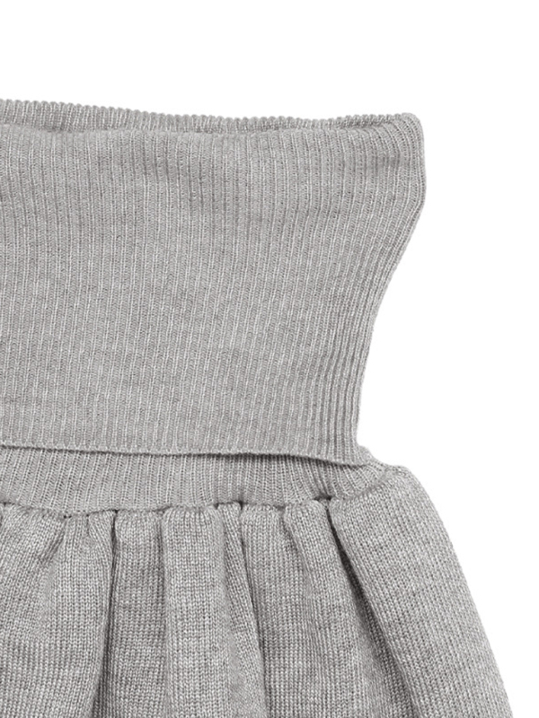 Casual round neck short belly-exposed knitted long-sleeved top + short skirt two-piece set-chiquechics