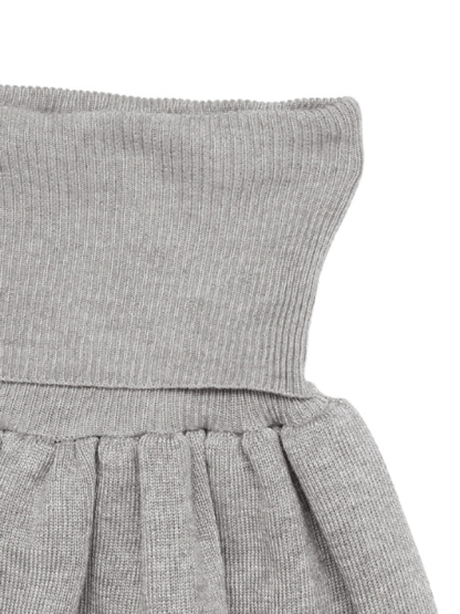 Casual round neck short belly-exposed knitted long-sleeved top + short skirt two-piece set-chiquechics