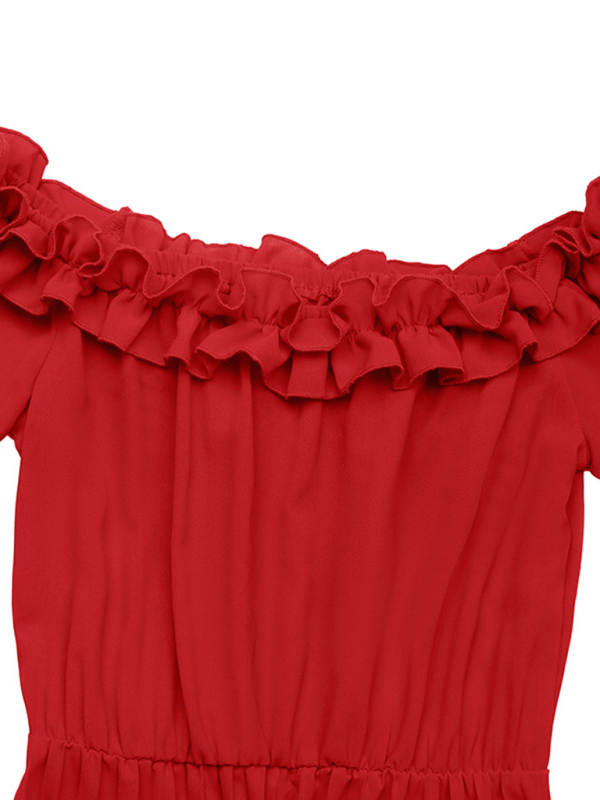 Party elegant sweet style one shoulder long sleeve solid color women's dress-chiquechics