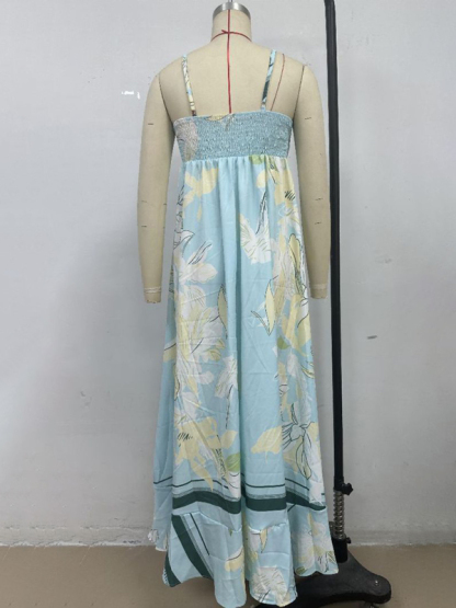 Striped print flared suspender dress-chiquechics