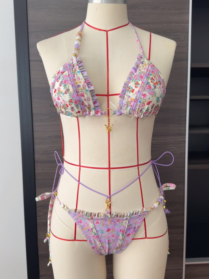 New Printed Colorblock Bikini Butterfly Sexy Strap Two-Piece Swimsuit-chiquechics