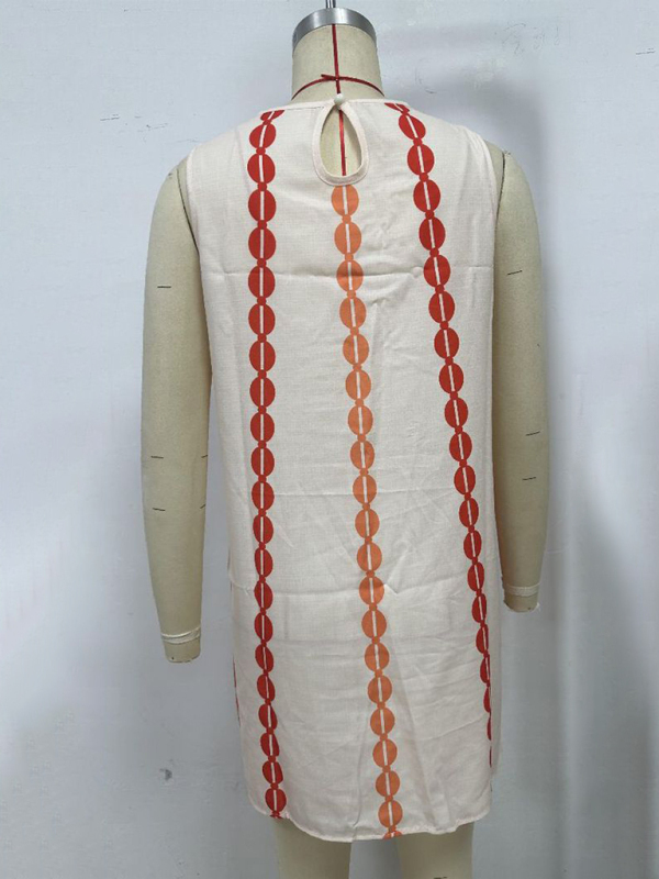 Round neck pullover printed casual dress-chiquechics