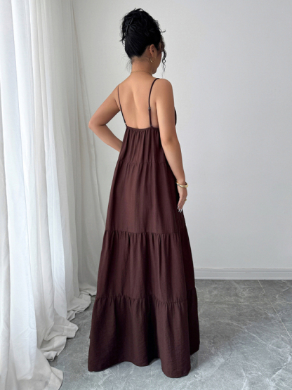 Elegant suspender maxi dress-chiquechics