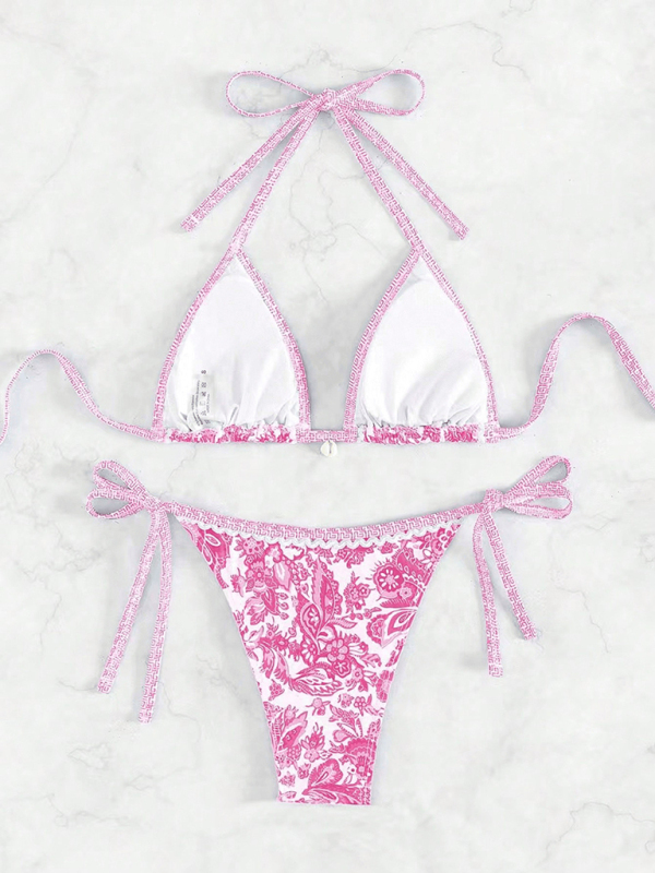 Sexy bikini set with multi-color floral print swimwear-chiquechics