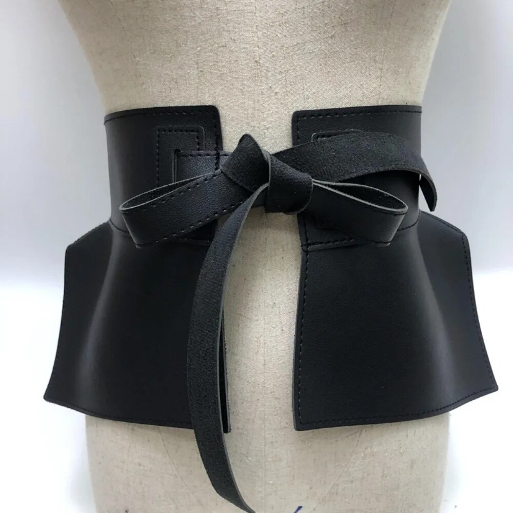 Bow Wide Belts PU Waistband Women Peplum Belt Waist Belt 