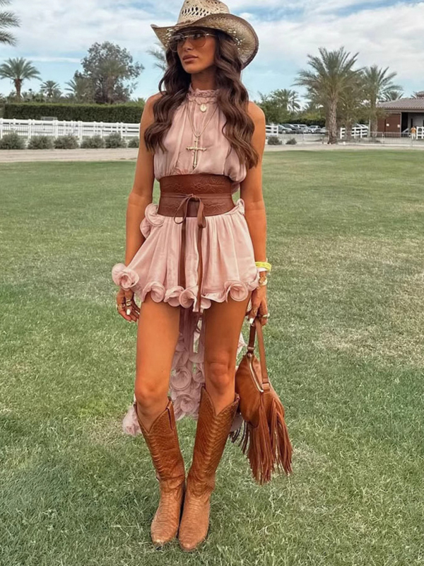 New style ruffle sleeveless skirt set-chiquechics