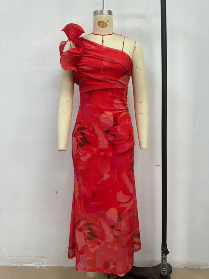 Slim Fit Sleeveless Three-Dimensional Flower Sexy Dress-chiquechics