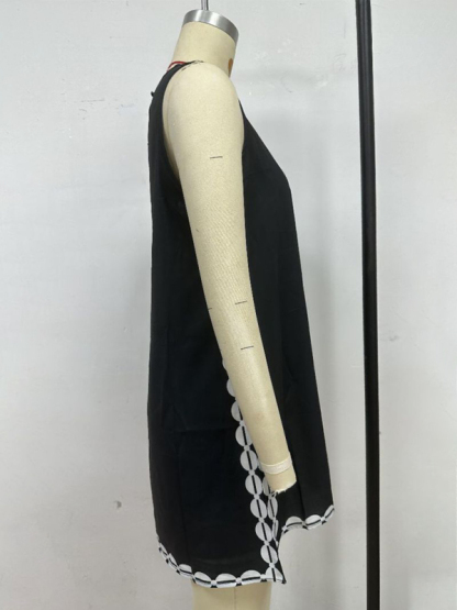 Round Neck Printed Casual Short Dress-chiquechics