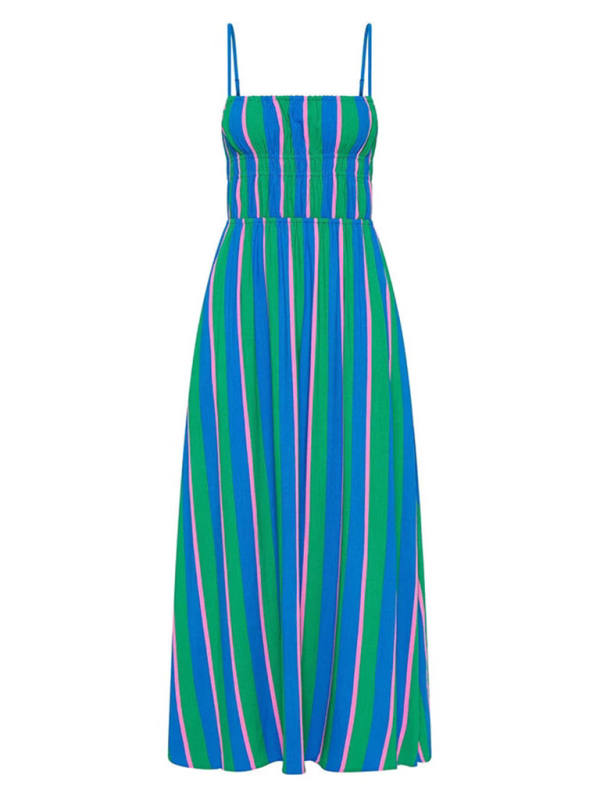 Striped suspender casual dress-chiquechics