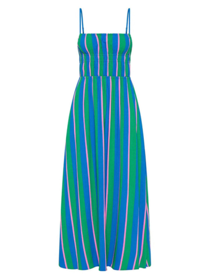 Striped suspender casual dress-chiquechics