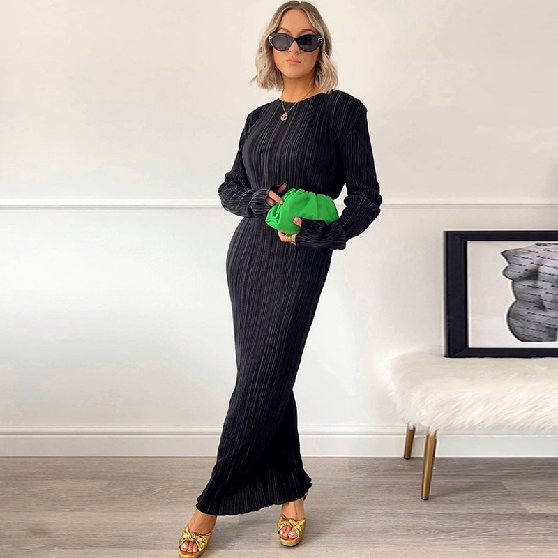 Elegant Bodycon Dress for Women O Neck Flare Sleeves Long Summer Dresses Holiday Vestidos-chiquechics