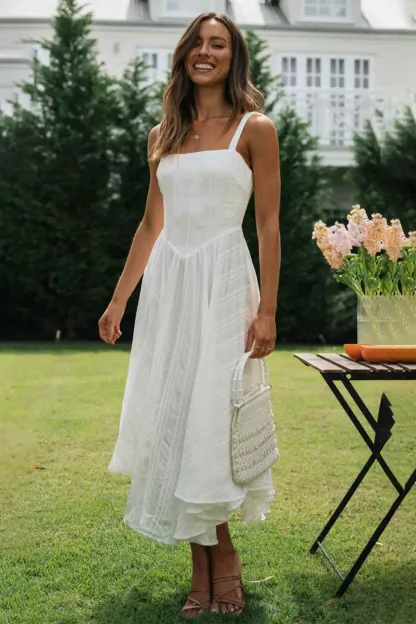 New sleeveless camisole irregular hem long dress-chiquechics