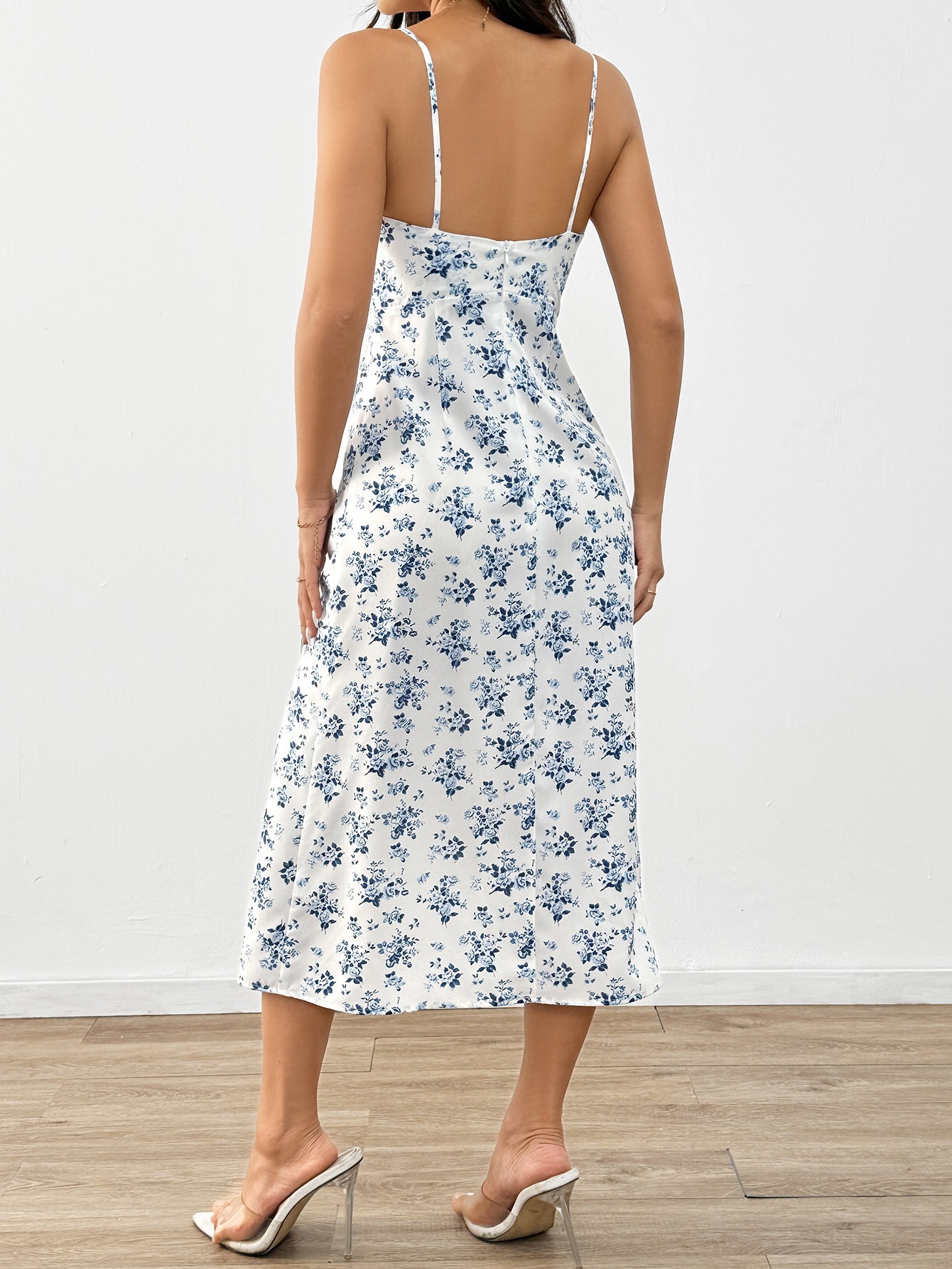 European and American fresh style camisole floral dress, summer new high waisted pullover A-line mid length skirt-chiquechics