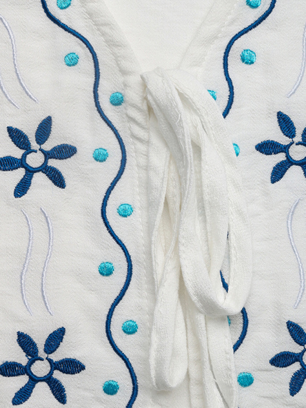 Casual Embroidered Cardigan Set Sleeveless Vest Shorts Two-piece Set-chiquechics