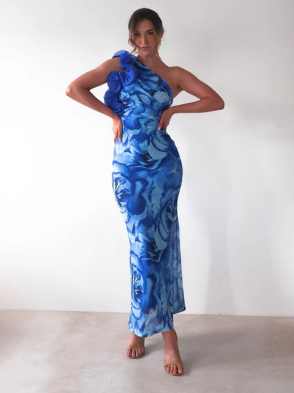 Slim Fit Sleeveless Three-Dimensional Flower Sexy Dress-chiquechics