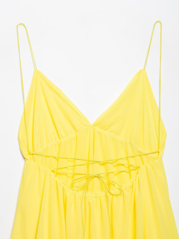 Sleeveless V-neck halter back short holiday dress-chiquechics