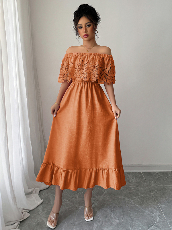 Elegant off-the-shoulder A-line maxi dress-chiquechics