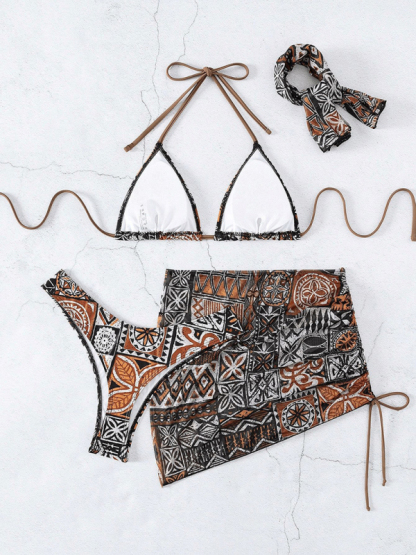 Sexy bikini four piece set swimwear-chiquechics