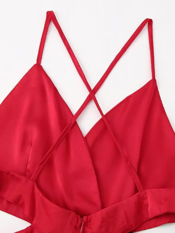 Hollow Strap Holiday Party Sexy Dress-chiquechics