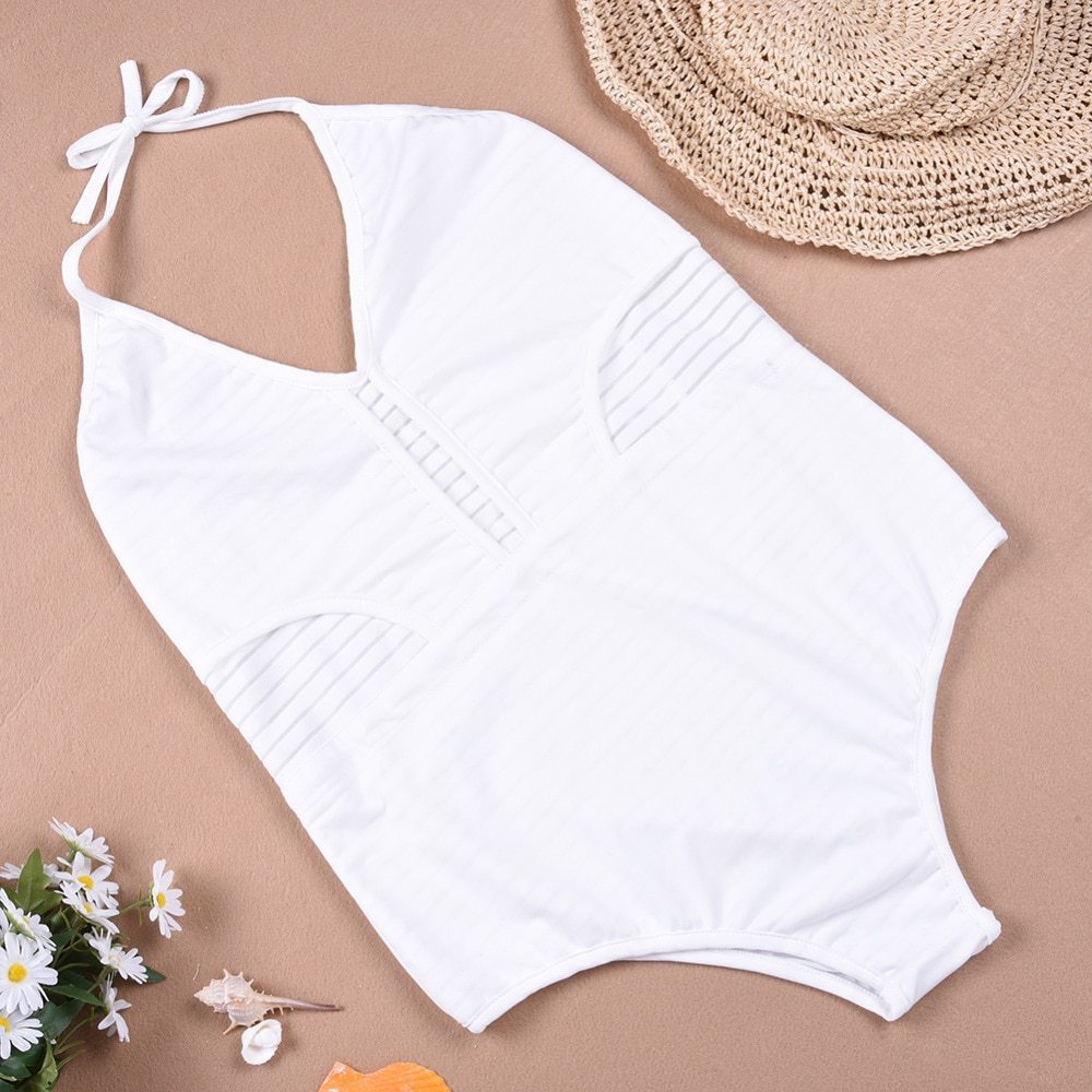 SwimwearOne Piece Swimsuit Plus Size Swimwear Women Hollow out Solid Bathing Suit Monokini Beach Wear Bikini Set Swim Tankini Suit-chiquechics