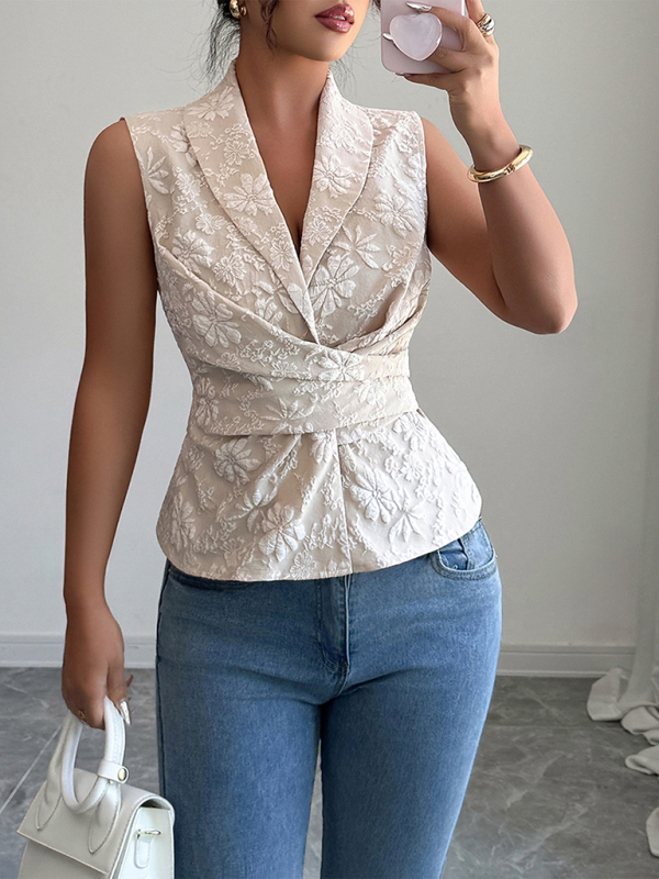 Simple Deep V Drawstring Tank Top-chiquechics