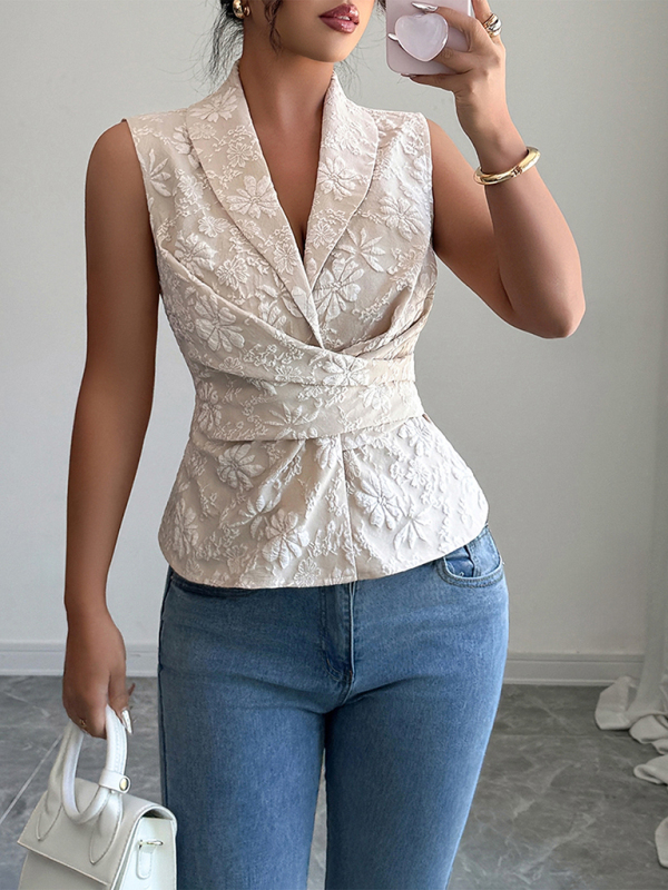 Simple Deep V Drawstring Tank Top-chiquechics