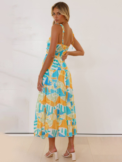 Beach holiday long dress sexy hot girl suspender dress-chiquechics