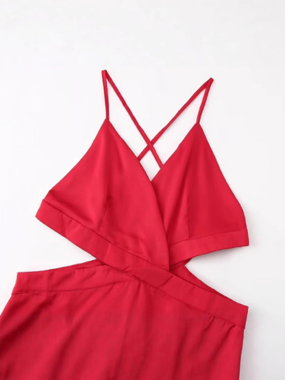 Hollow Strap Holiday Party Sexy Dress-chiquechics