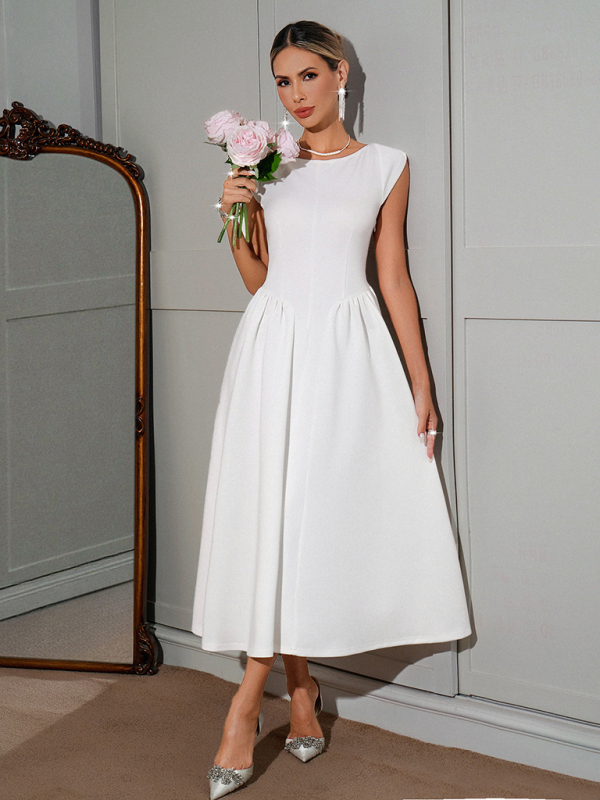 French elegant solid color dress-chiquechics