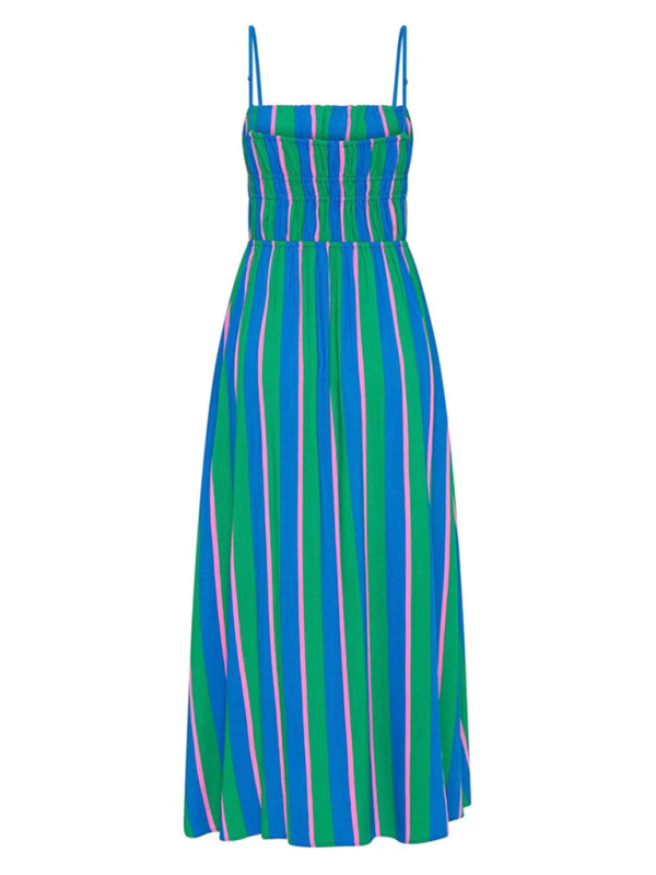 Striped suspender casual dress-chiquechics