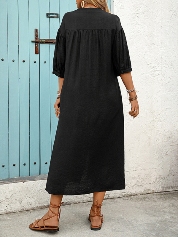 Casual personality ethnic style loose five-point sleeve embroidered dress-chiquechics