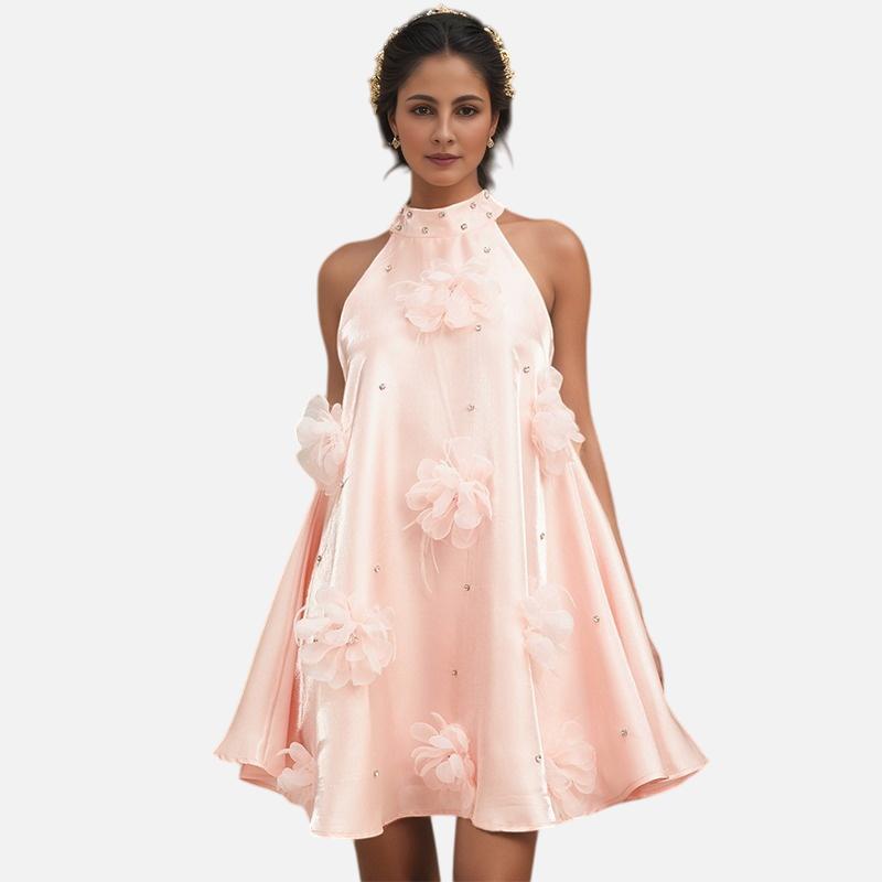 European and American socialite style dress with floral sophistication A-line short skirt for women-chiquechics