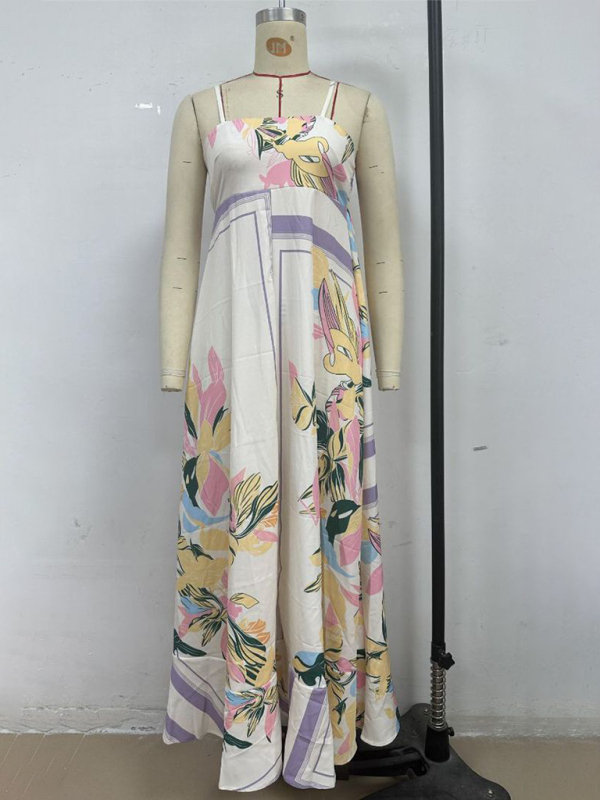 Purple Stripe Print Swing Slip Dress-chiquechics