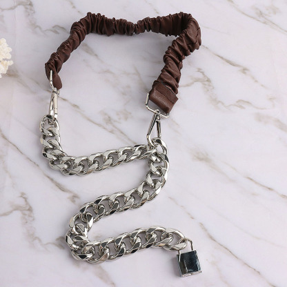 Elastic Leather Silver Chain Belt 