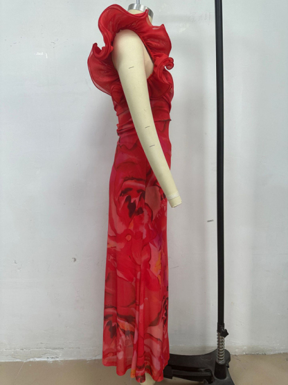 Slim Fit Sleeveless Three-Dimensional Flower Sexy Dress-chiquechics