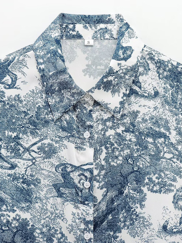 Printed Animal Shirt and Casual Pants Set-chiquechics