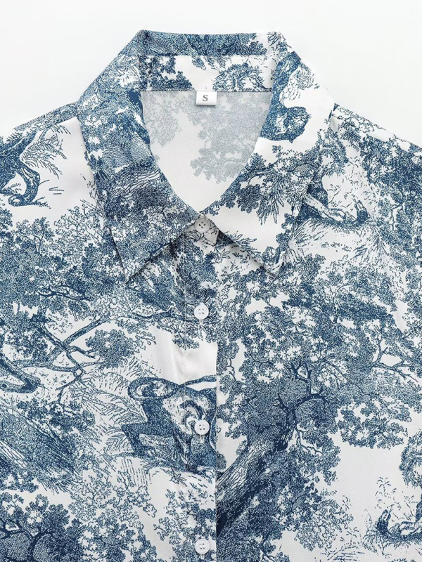 Printed Animal Shirt and Casual Pants Set-chiquechics