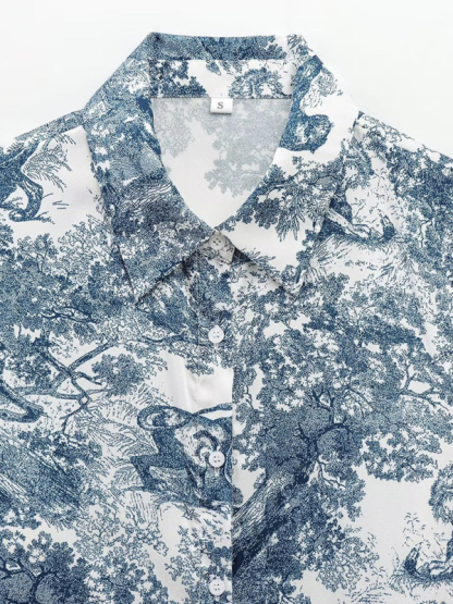 Printed Animal Shirt and Casual Pants Set-chiquechics