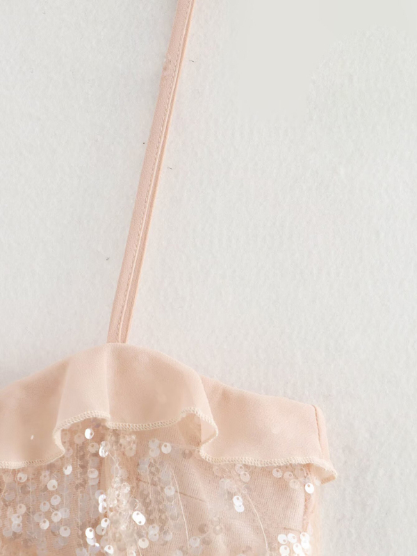 Fashionable, simple and versatile casual sequined camisole top-chiquechics