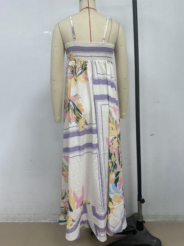 Purple Stripe Print Swing Slip Dress-chiquechics